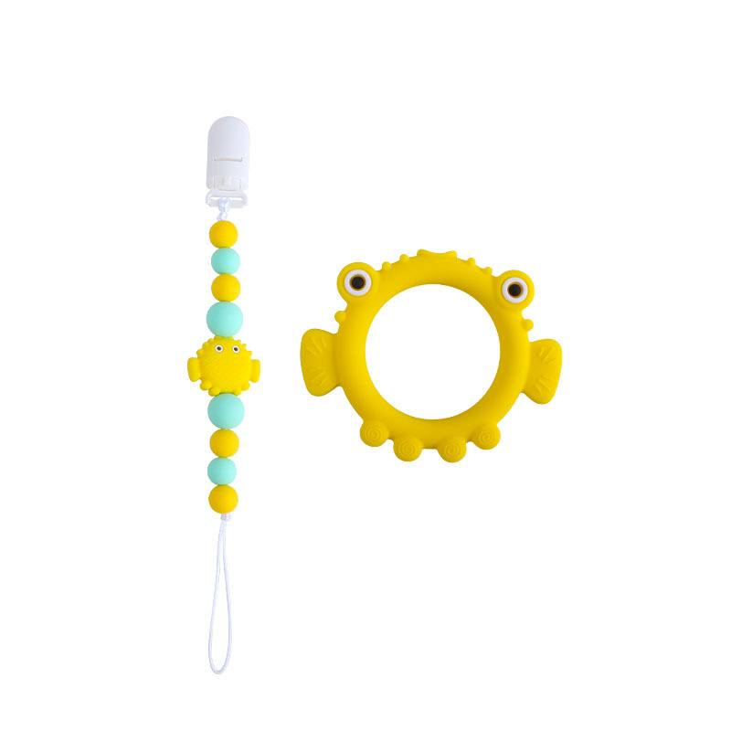Nuevo pico chupete clip burbuja pescado cabeza grande silicona mordedor bebé silicona molar juguete mordedor chupete cadena