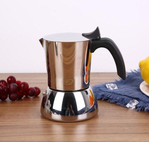 New stainless steel 304 Moka pot Italian extraction black espresso pot hand brewing pot bottom covered thickened coffee machine