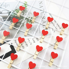 Red Heart Note Holder, Small Wood Clip for Kids, 3.5cm Length, Home Decor, Natural Wood Clip, Cord Keeping Clip