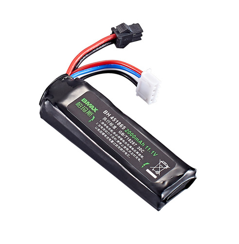 Water gun lithium battery 11.1V 2000mAH SM black plug 451865 lithium battery accessories 30C discharge