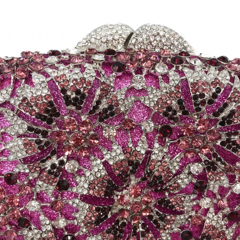 Túi clutch nữ đính đá kim loại cầm tay dự tiệc 17.5x5x11 cm — Màu đỏ, Màu tím, Màu xanh lá, Màu xanh lam chi tiết 28