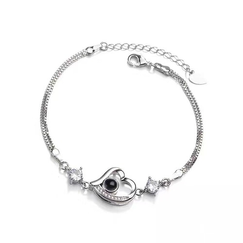 Love Memory 100 Languages I Love You Project Heart Shape Bracelet Girl Mood Couple Same Style