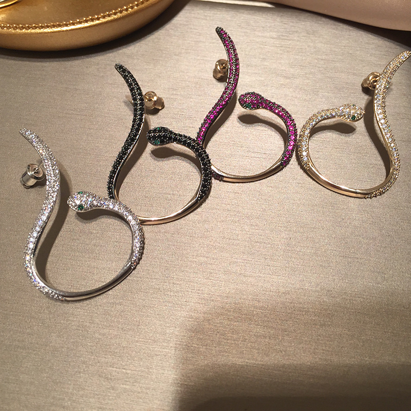 Curved Snake-shaped Earrings display picture 9
