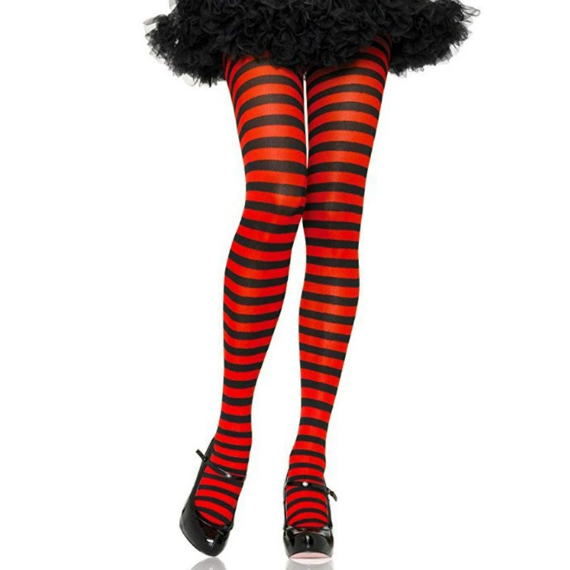 Striped Tights for Halloween Cosplay, Multicolor Stripe Pattern, Size 110×10