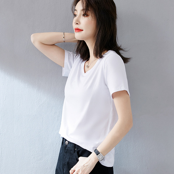 Summer cotton solid T-shirt