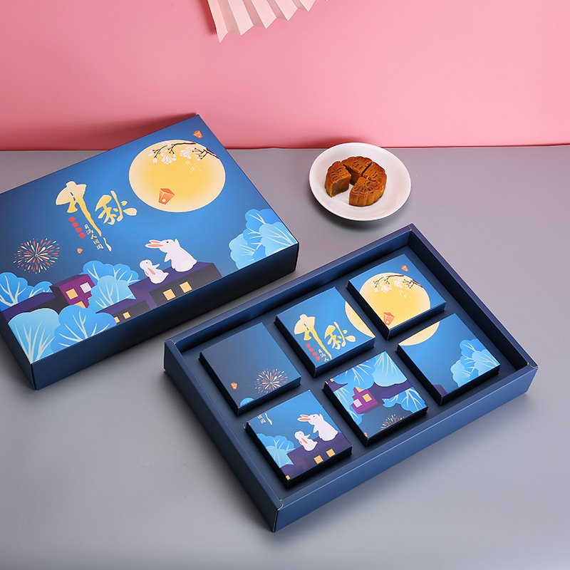 现货月饼包装盒手提袋蛋黄酥纸盒中秋高档月饼礼盒6粒8粒定制logo