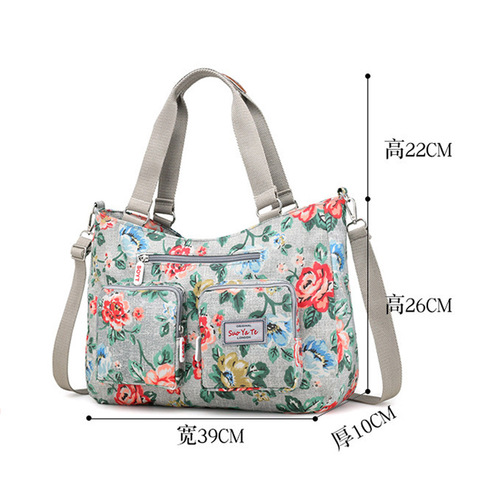 New large-capacity women's bag, multi-functional middle-aged and elderly mummy bag, nylon crossbody bag, printed women's portable shoulder bag