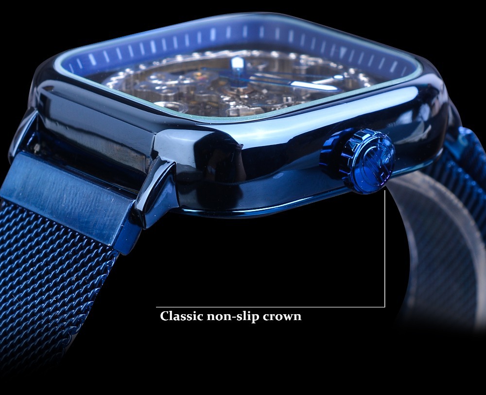 Men's Square Automatic Mechanical Watch With Magnetic Band_voghion.com