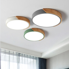 North European ceiling LED macaron wood lamp ultra-thin lighting living room lamp modern minimalist round bedroom hallway lamp