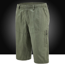 夏季男士大码细格子工装七分短裤中年男士七分短裤纯棉水洗短裤男