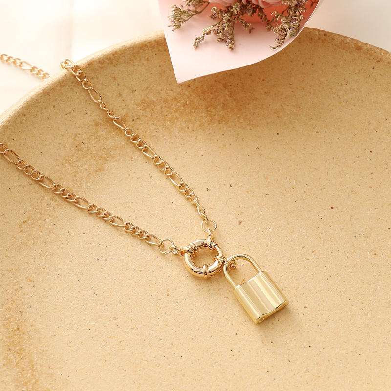 Natural Stone Lock Necklace display picture 7