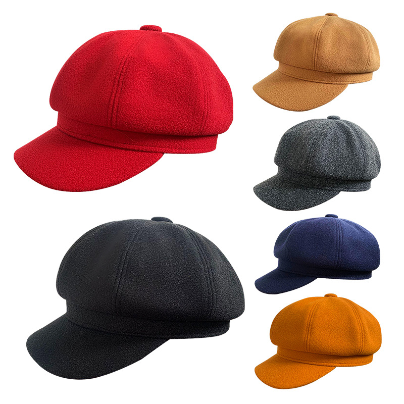 贝雷帽子女冬天尼子英伦复古秋冬日系韩版网红画家毛呢子八角帽女