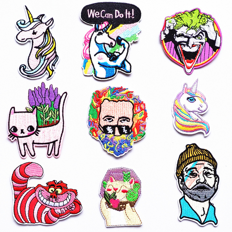 跨境爆卖独角兽刺绣布贴 DIY衣服装饰贴补洞动物现货卡通补丁布贴