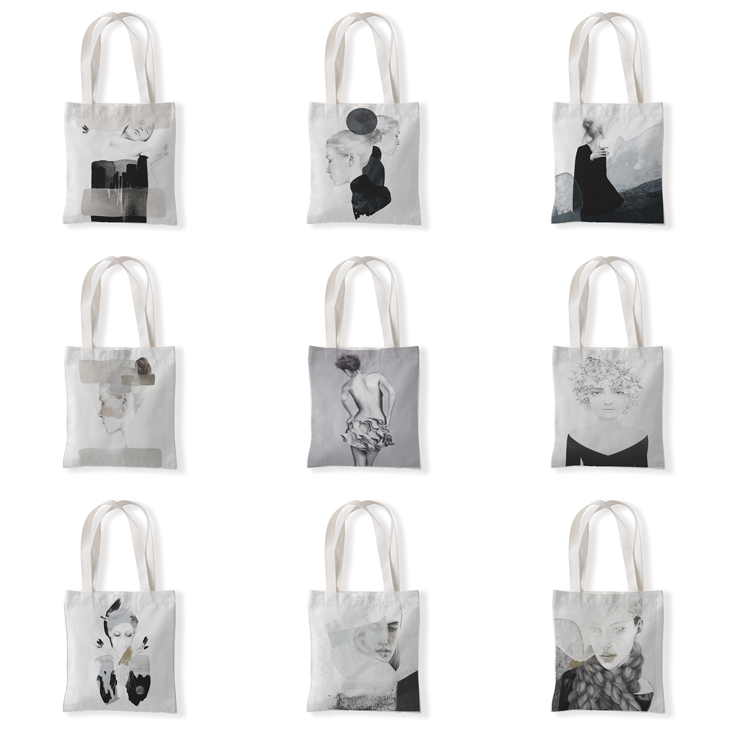 创意优雅女士帆布袋百搭包休闲单肩袋学生零钱袋环保购物袋手拎包