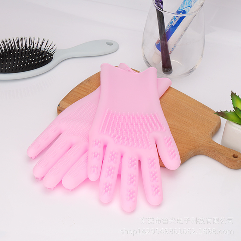 现货新款美发硅胶手套发廊洗头洗发手套染发烫发防滑手套反复使用