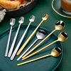 Stainless steel round spoon long -handle coffee coffee mixing spoon Mark cup spoon titanium long handle ice spoon can be printed LO