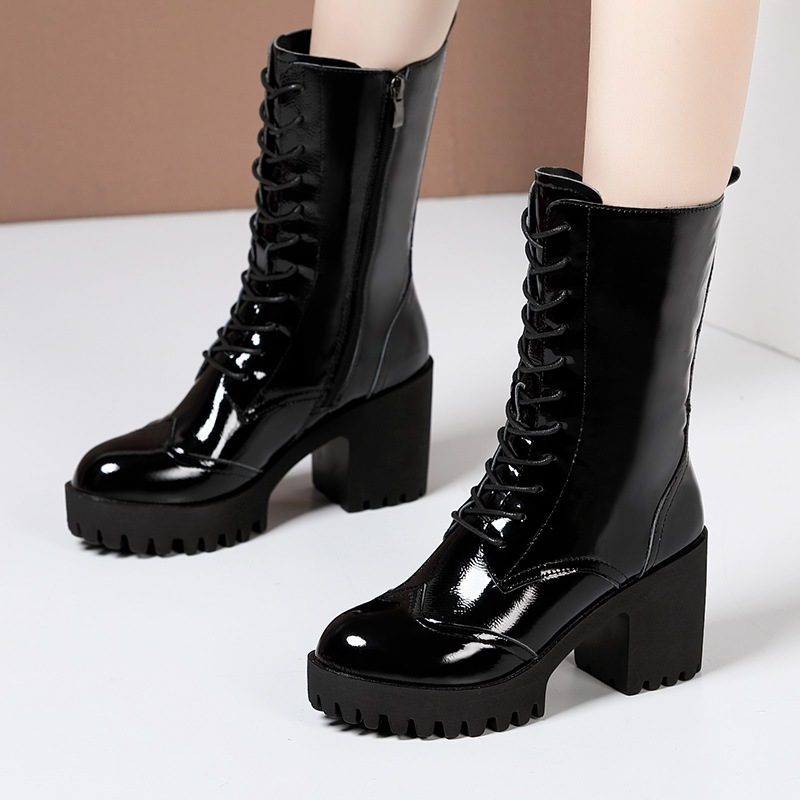 에나멜 가죽 블랙 싱글 8cm