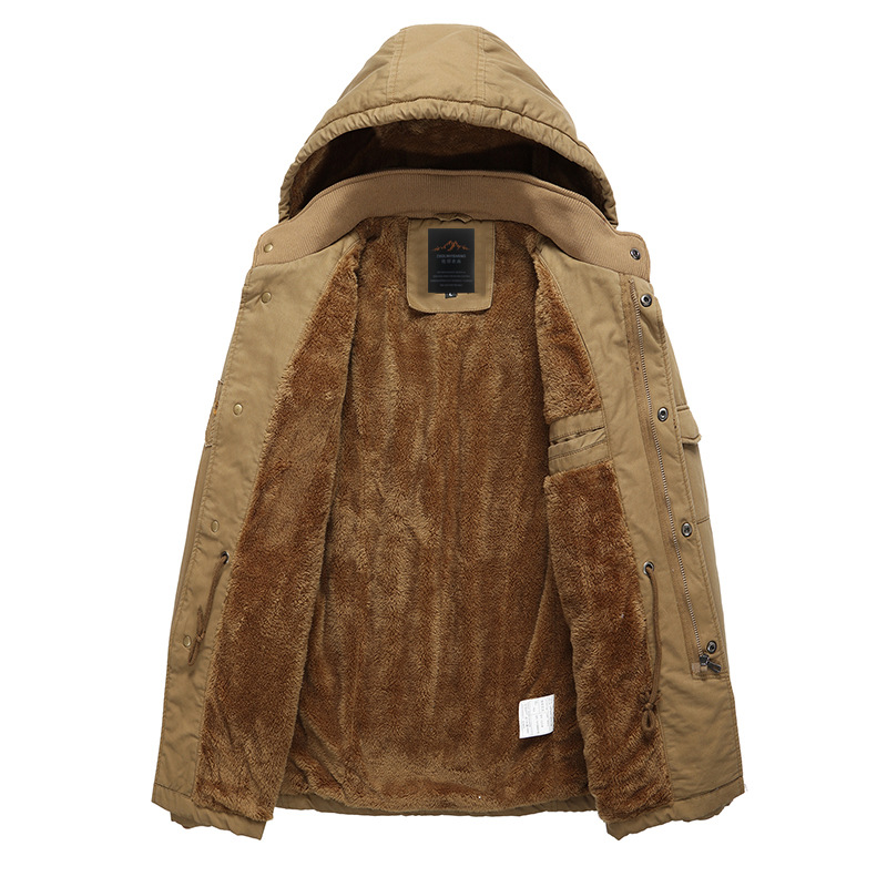 Nueva chaqueta acolchada de algodón para hombres de invierno de media longitud forrada de lana caliente chaqueta casual para hombres a prueba de frío Amazon al por mayor