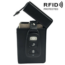 亞馬遜新款防磁鑰匙包車載RFID信號屏蔽盒PU皮革車鑰匙盒