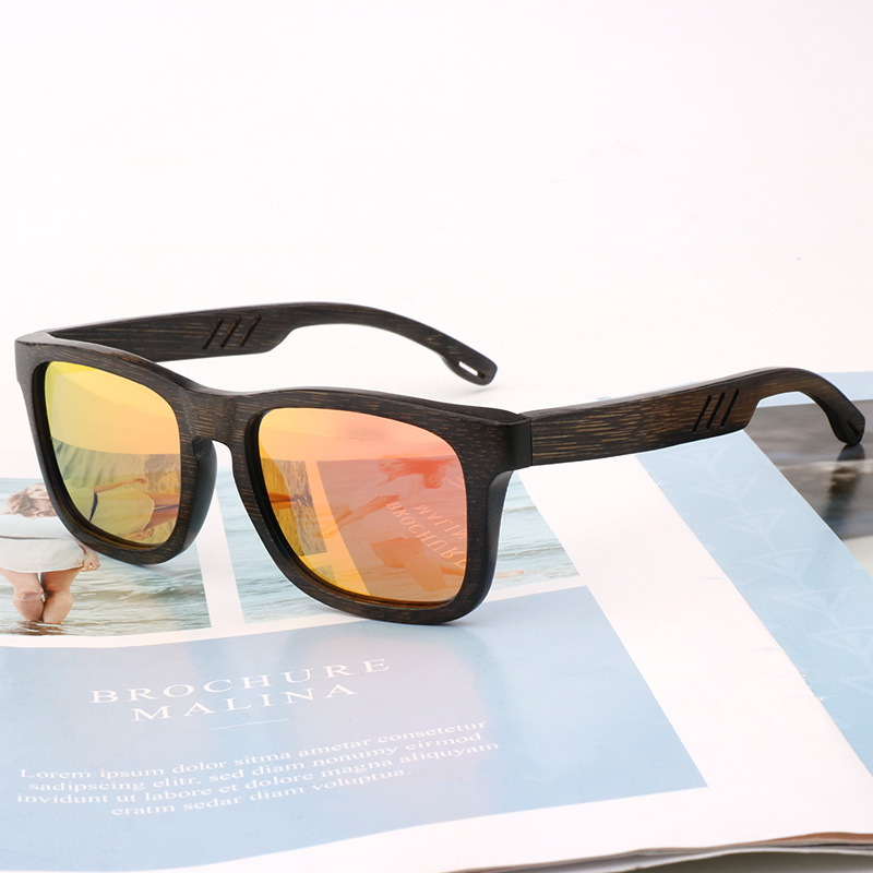 Cross-border new outdoor riding bamboo glasses retro square sunglasses manufacturers spot customizable LOGO