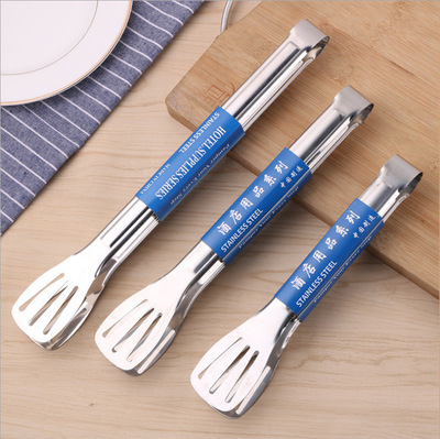 多功能不锈钢三线食品夹子 厨房烘焙烧烤夹 牛排夹面包夹食物夹|ms