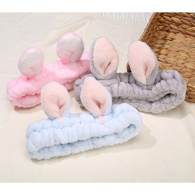 新款韩版冬季兔耳朵发箍松紧束发带 美妆赠品发饰厂家头箍