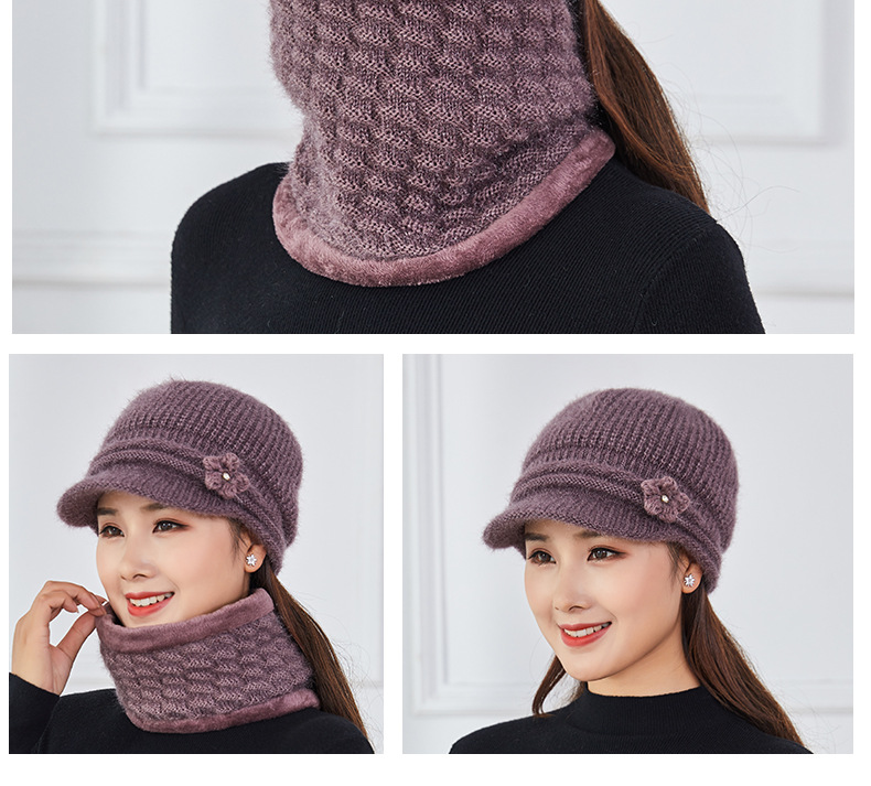 224g Weight Wool Cap Hats Type Casual, Outdoor, Daily Occasion Acrylic Material Solid Color Pattern Winter Season Women's Gender Flowers Design Simple Style Style Curved Eaves Rim Women's Simple Style Solid Color Flowers Curved Eaves Wool Cap