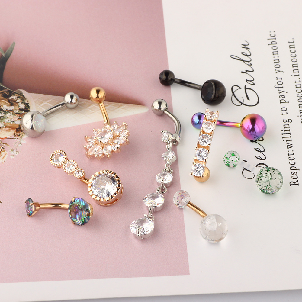 10 Piece Belly Button Ring Set Seashell Pearl Charm Dangle Umbilical Jewelry detail image 7