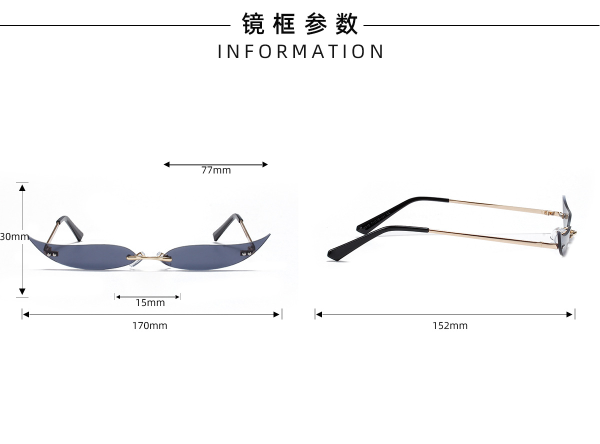 Frameless Metal Pointed Cat Eye Party Sunglasses display picture 11