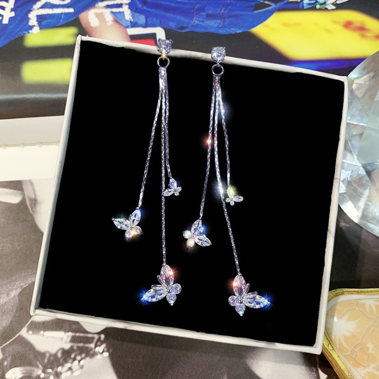 1 Pair Simple Style Butterfly Alloy Inlay Artificial Crystal Women's Drop Earrings display picture 3