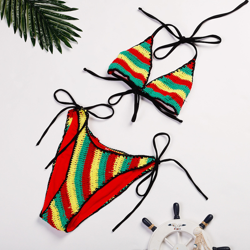 2020 new split swimsuit feminine rainbow...