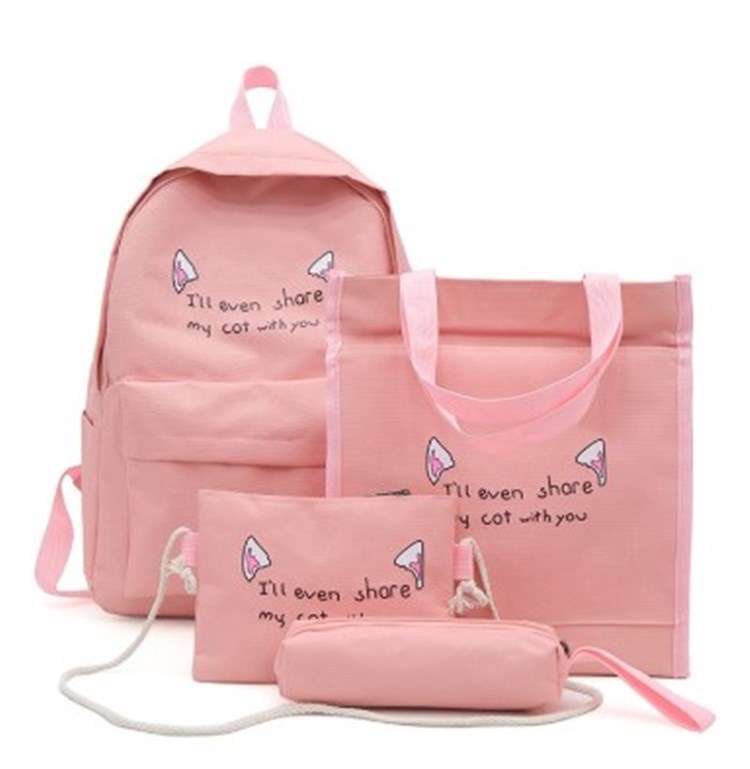 2020 nuevo contraste de color de cuatro piezas de gran capacidad mochila de moda estudiante bolso de mujer bolso de la computadora