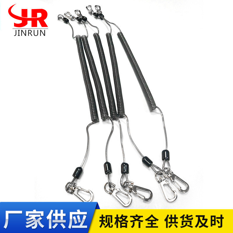 路亚钳失手绳明黑钢丝弹簧绳拉伸2米塑料绳亚马逊速卖通热卖