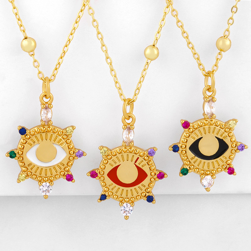 Fashion Round Diamond Pendant Necklace Yiwu Nihaojewelry Wholesale Devil&#39;s Eye Necklace display picture 2