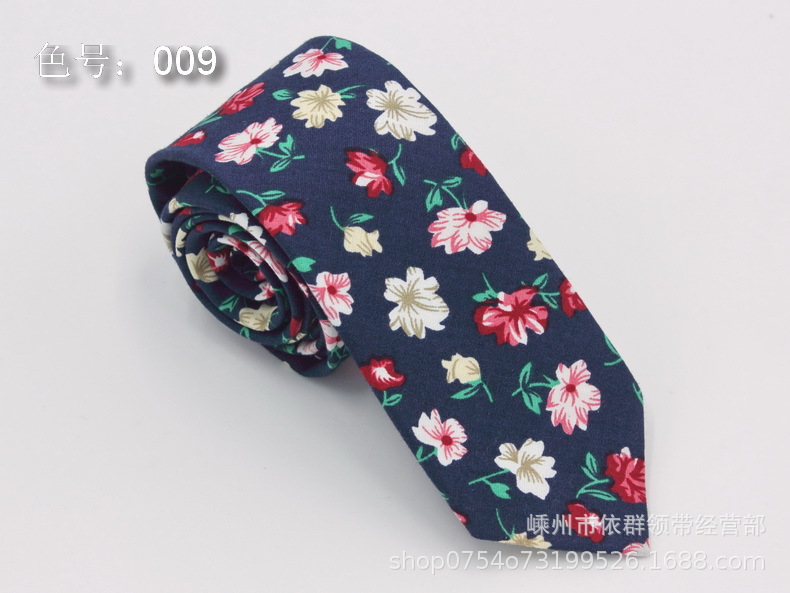 Los fabricantes venden al por mayor corbata de algodón para hombres de estilo chino 6cm de ancho y estrecho corbata estampada casual de moda floral en stock