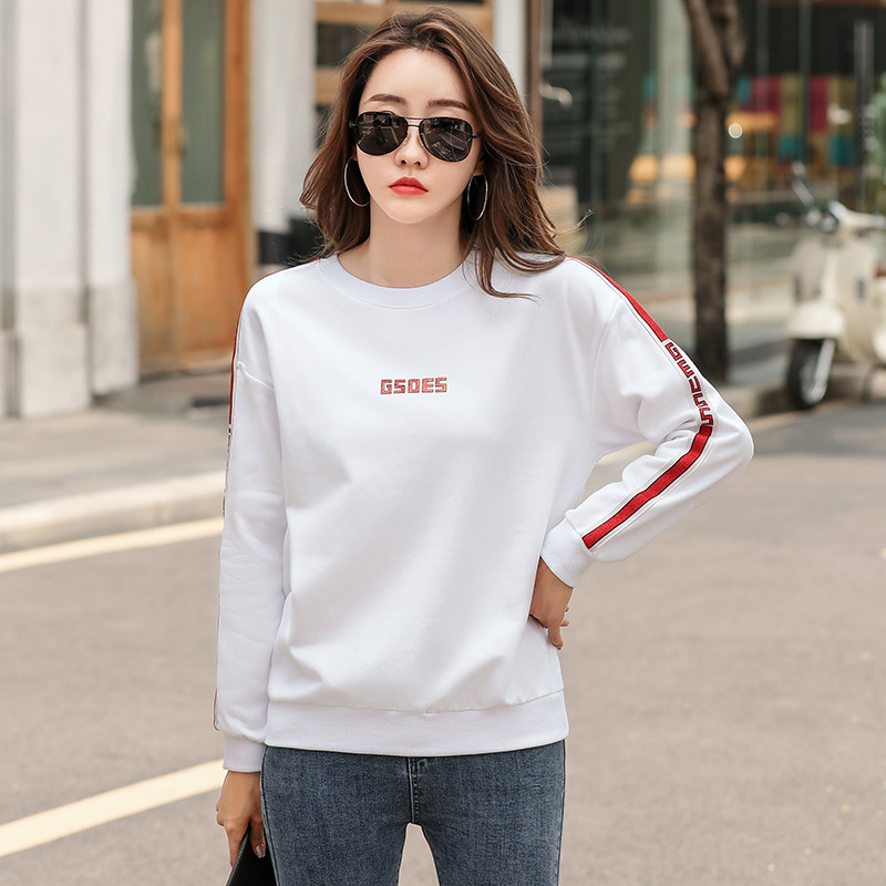 2020年秋季新款韓版寬松衛衣女印花套頭圓領運動休閑長袖T恤外套
