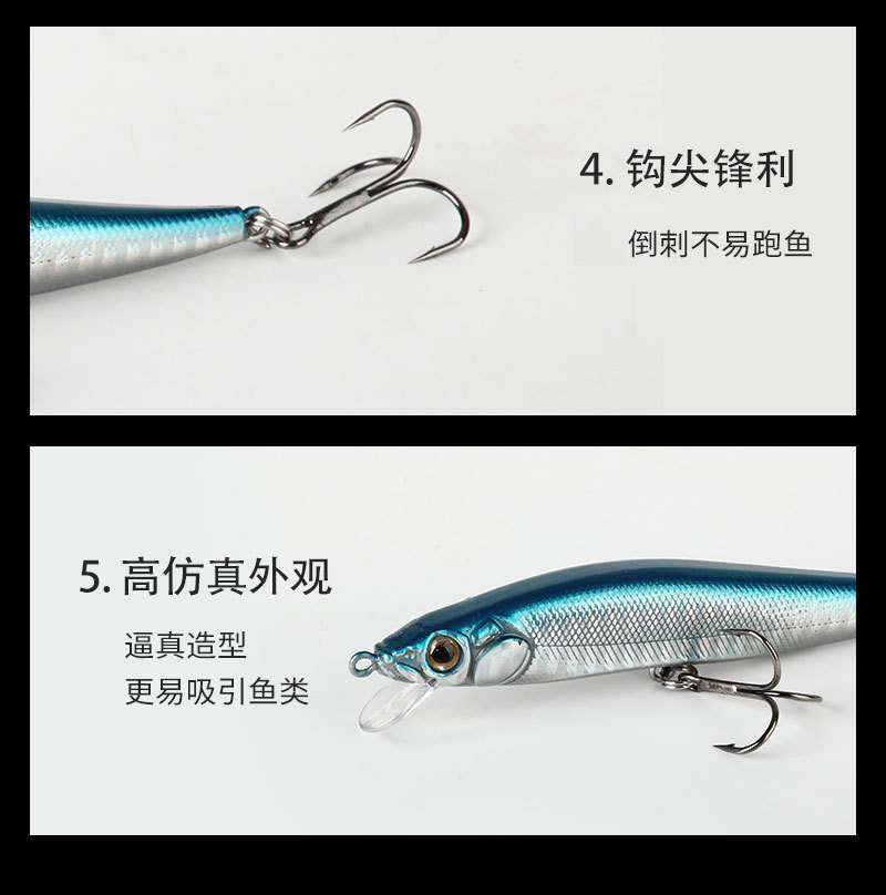 Shallow Diving Minnow Lures Sinking Hard Baits Fresh Water Bass Swimbait Tackle Gear