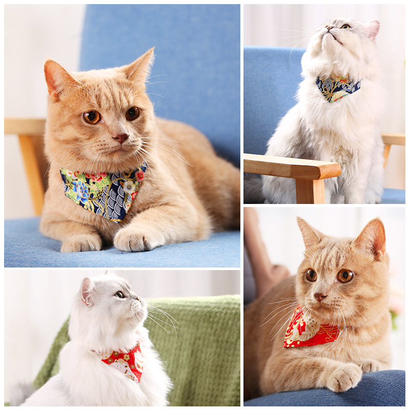 Pañuelo para mascotas estilo japonés bufanda triangular perro gato_voghion.com