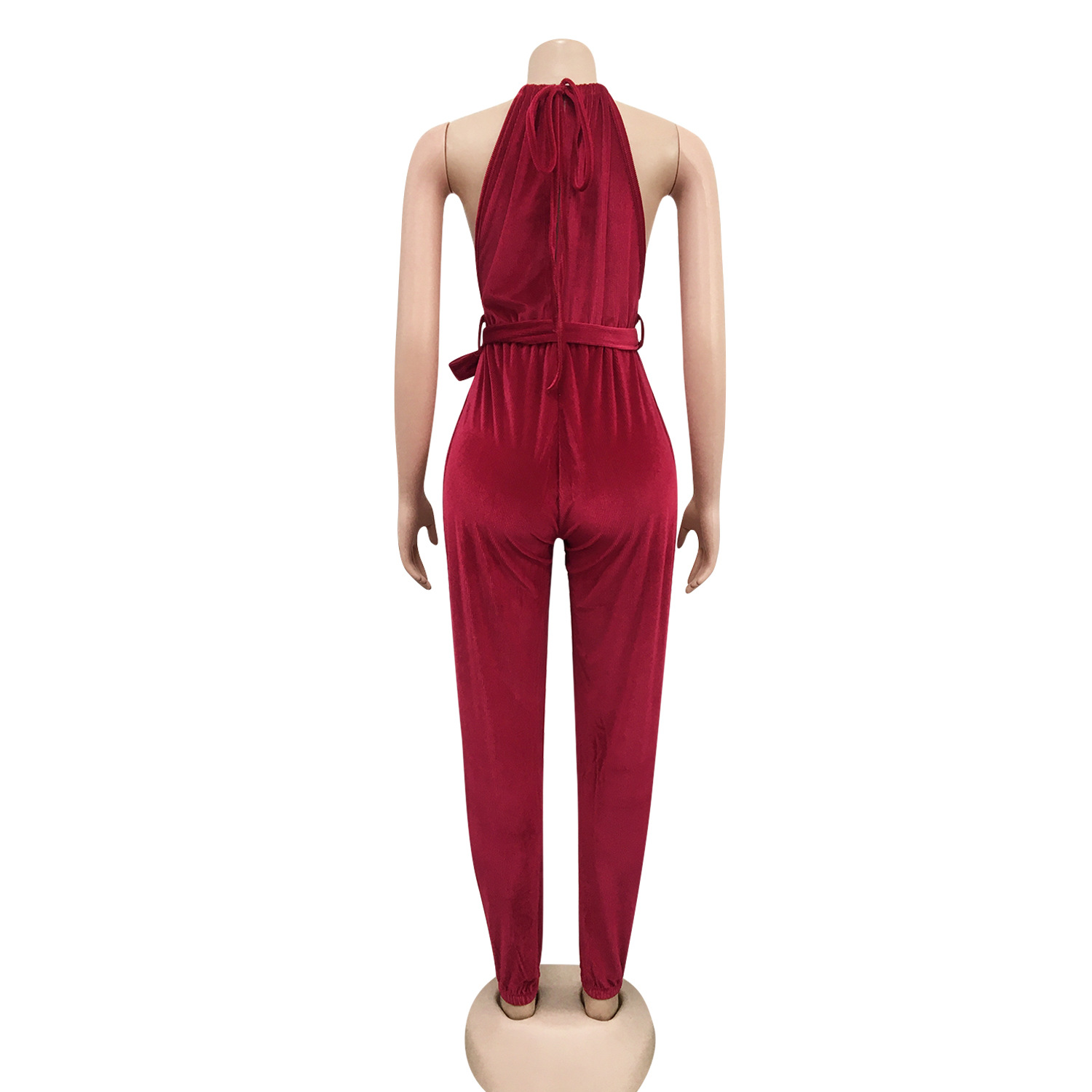 Sexy Lace Up Stretch Split Women Jumpsuit