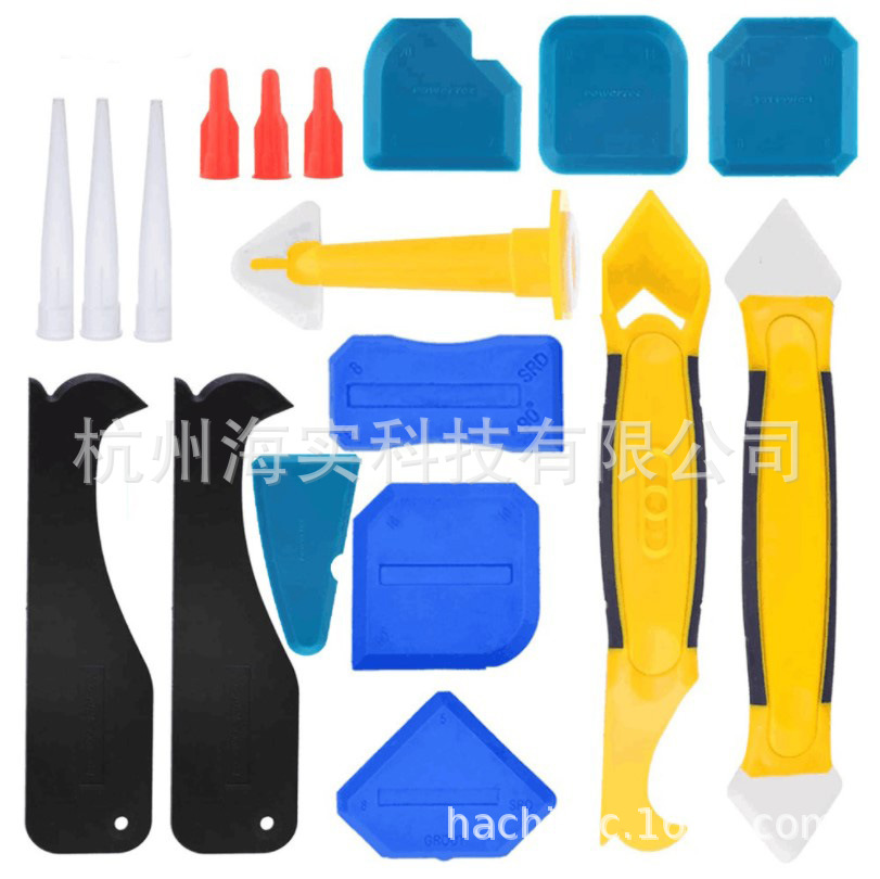 阴阳角器铲胶器除胶刮板刮胶板18件套门窗玻璃胶填缝喷嘴打胶尖嘴