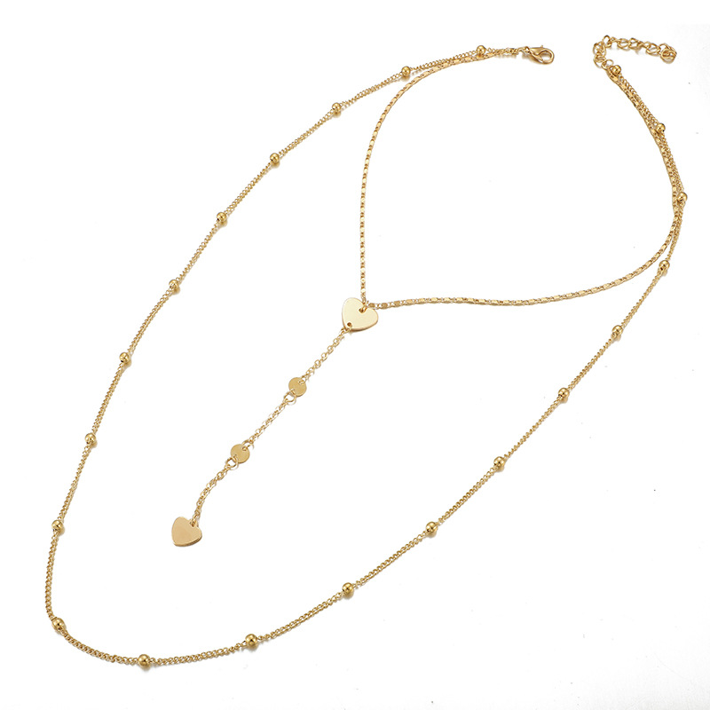 Nouvelle Alliage De Mode Créative Multicouche Perle Ronde Amour Gland Collier En Forme De Coeur Chaîne De Chandail En Gros Nihaojewelry display picture 5