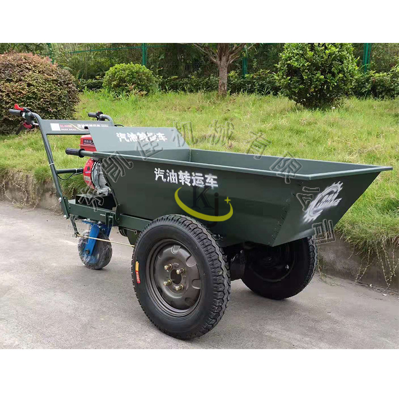 小型推拉运输车建筑工地汽油翻斗车手推汽油三轮车工地汽油翻斗车