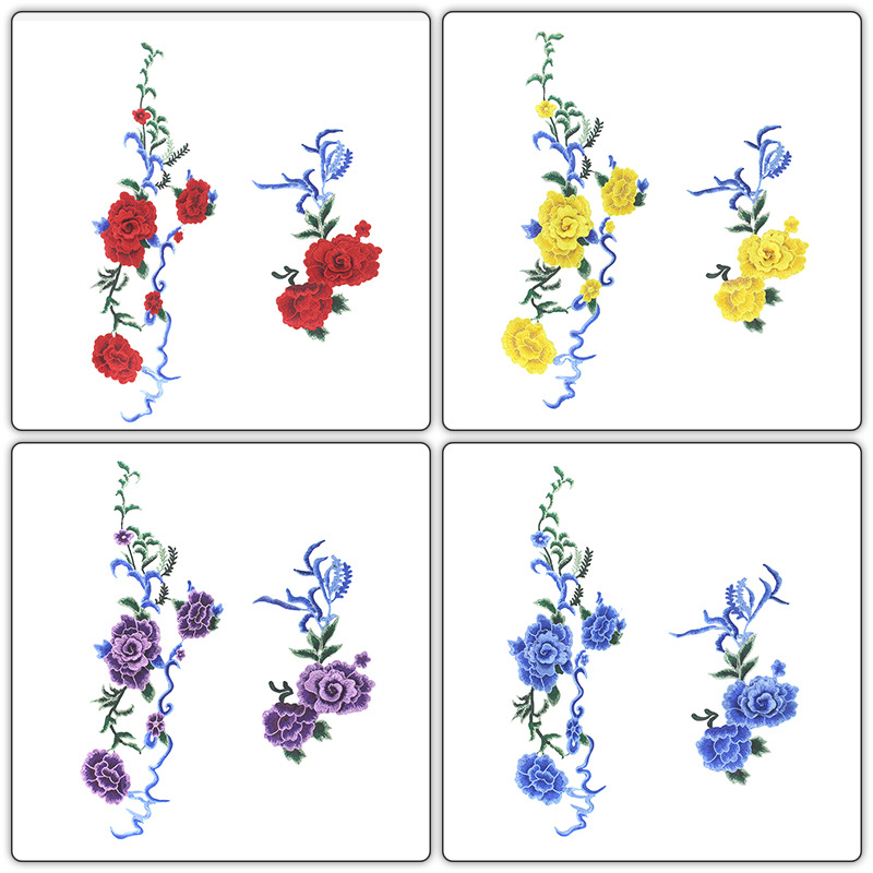 大号刺绣立体玫瑰花布贴百搭舞蹈服旗袍装饰补丁贴diy服装辅料花|ru
