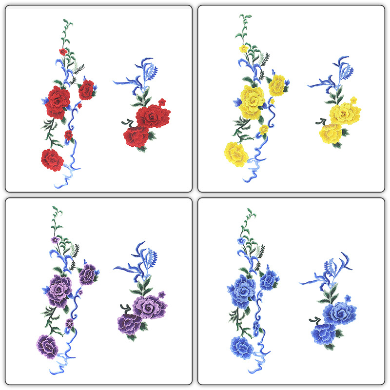 大号刺绣立体玫瑰花布贴百搭舞蹈服旗袍装饰补丁贴diy服装辅料花