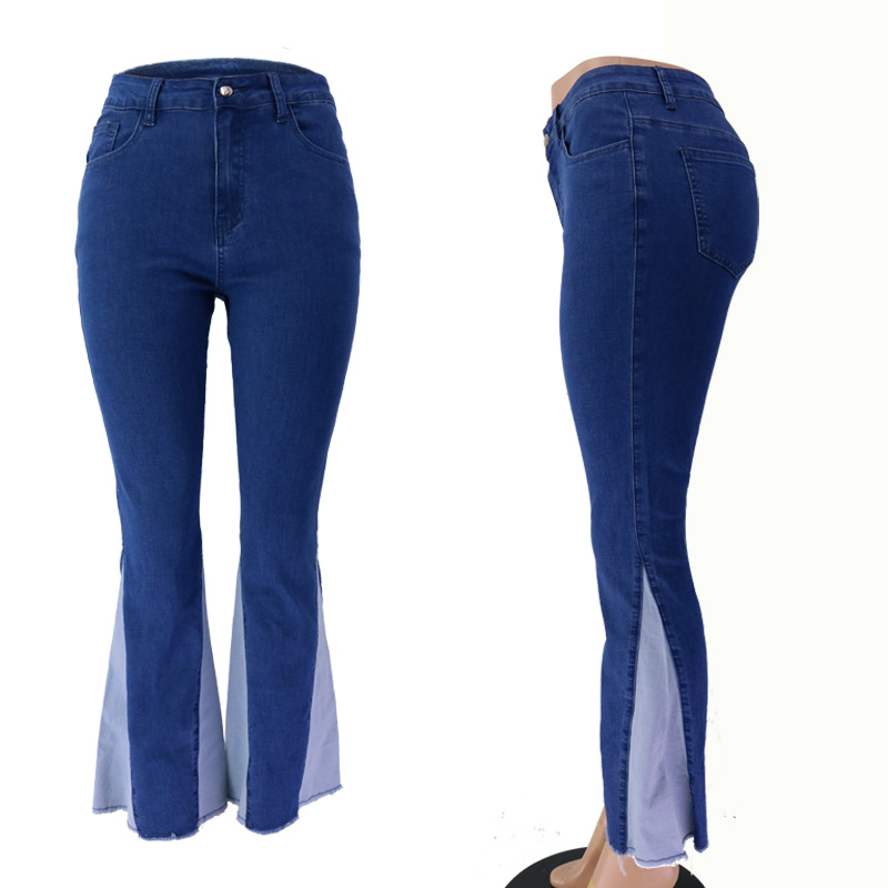 New Summer 2022 Elastic Wide Leg Combination Denim Jeans_voghion.com