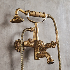Full copper ornate European retro simple shower set, pure copper cold and hot water faucet bathtub shower hand spray