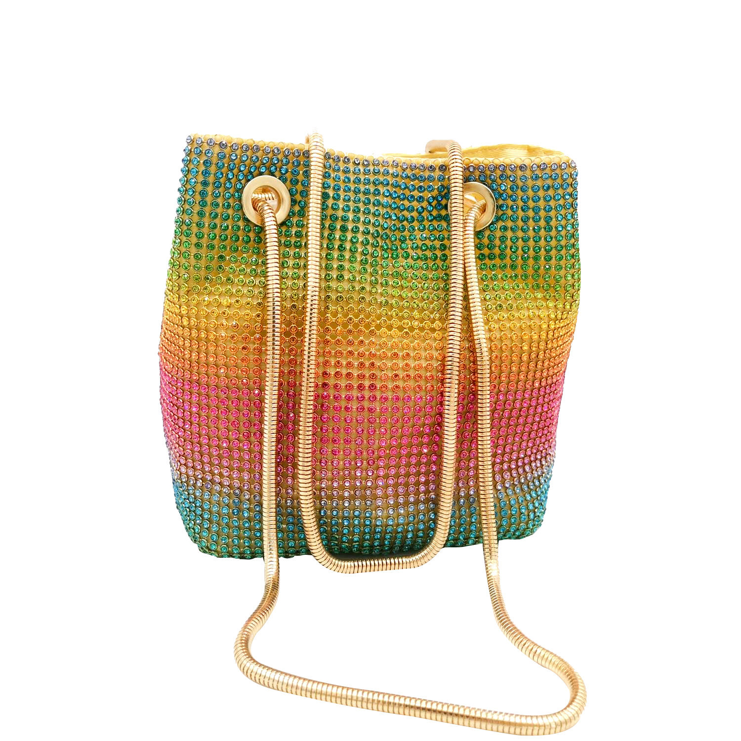 Esstasche Rainbow Mesh Diamond Bucket Bag Strass Partytasche display picture 8