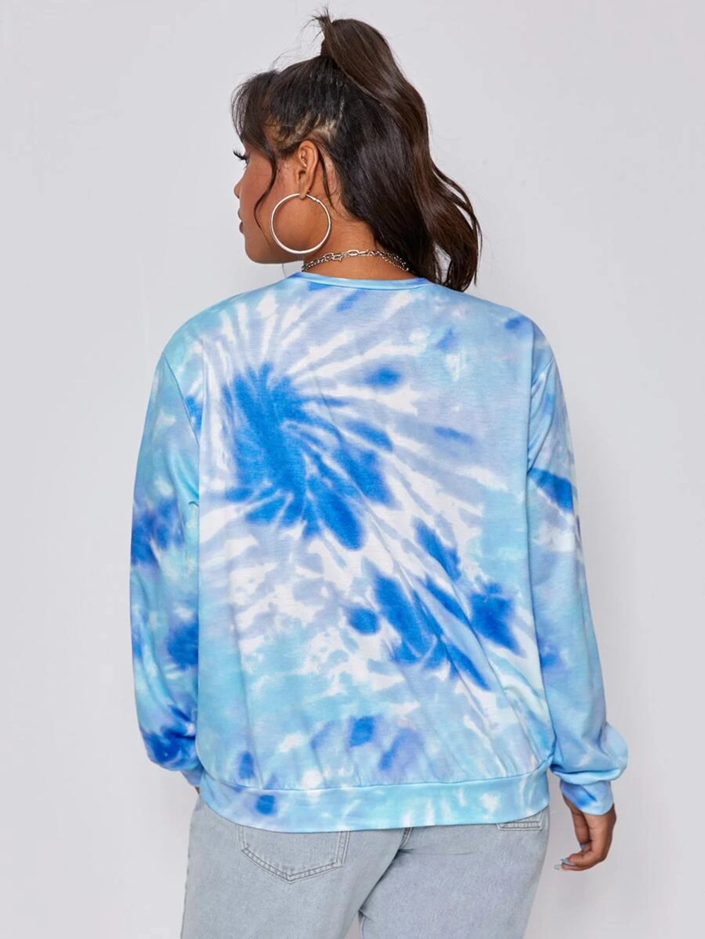 hot sale women s cross-border new casual round neck long-sleeved large size knitted tie-dye sweater  NSDF3276