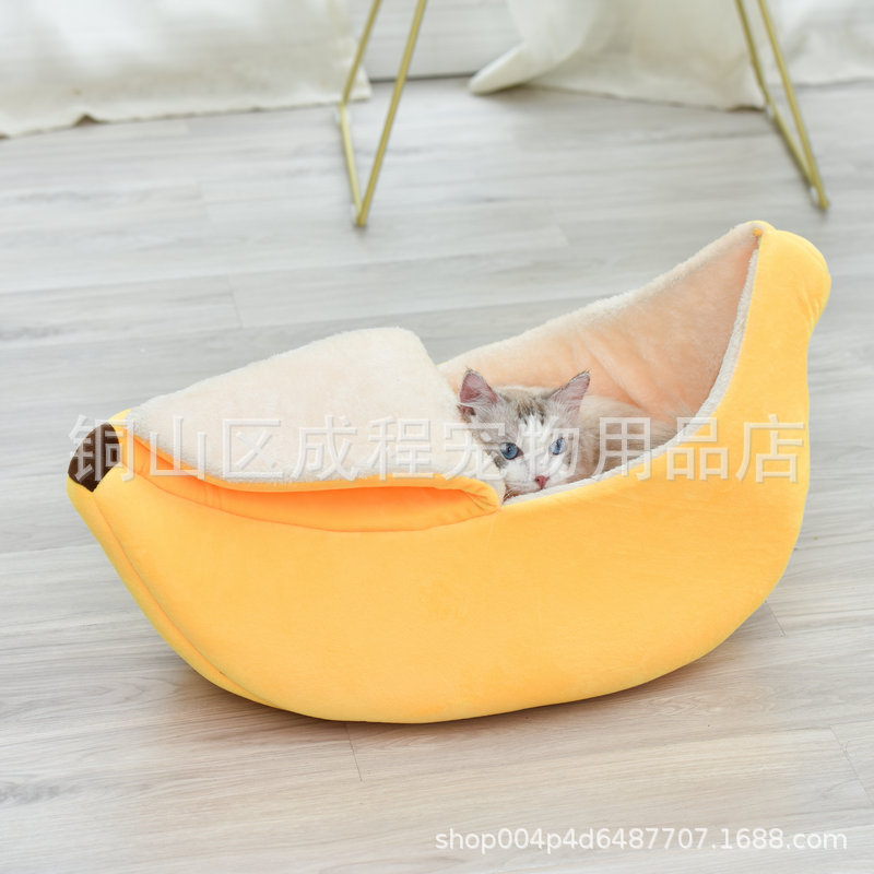 Fabricantes de suministro extraíble y lavable mascota nido perro estera transpirable perrera gato nido extraíble y lavable cama caliente esterilla Banana barco nido