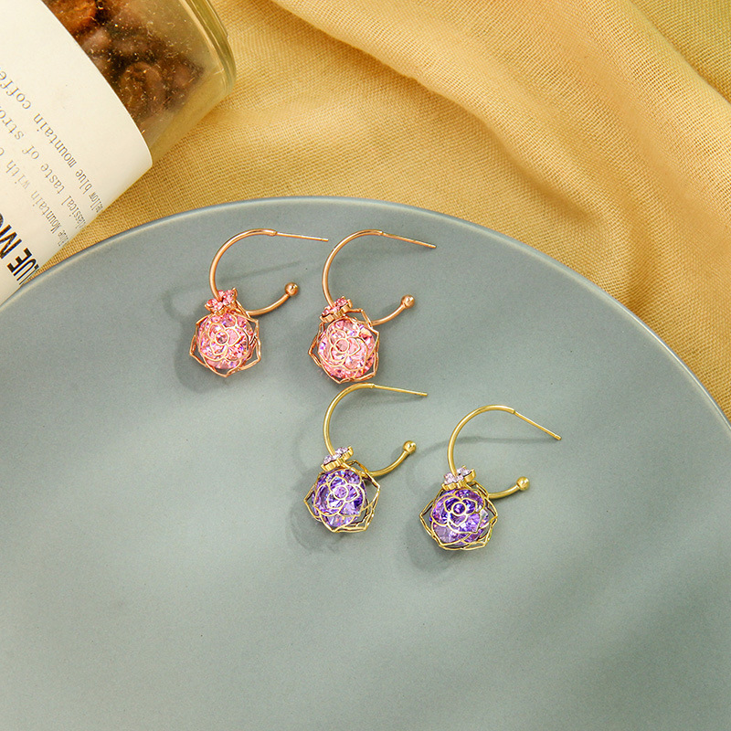 Créatif Nouveau Design Boucles D&#39;oreilles S925 Boucles D&#39;oreilles En Argent Boucles D&#39;oreilles En Zircon Fleur En Gros Nihaojewelry display picture 2